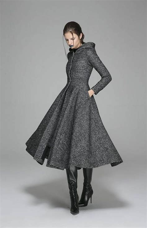 Women's Midi Robe Manteau Dress In Stretch Wool 